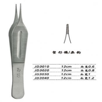 金鐘整形鑷JD3030 12cm 無鉤 頭寬 1