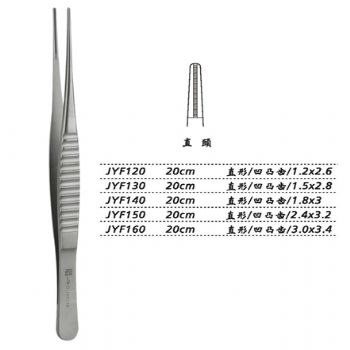 金鐘組織鑷JYF140 20cm 直形 凹凸齒 1.8×3