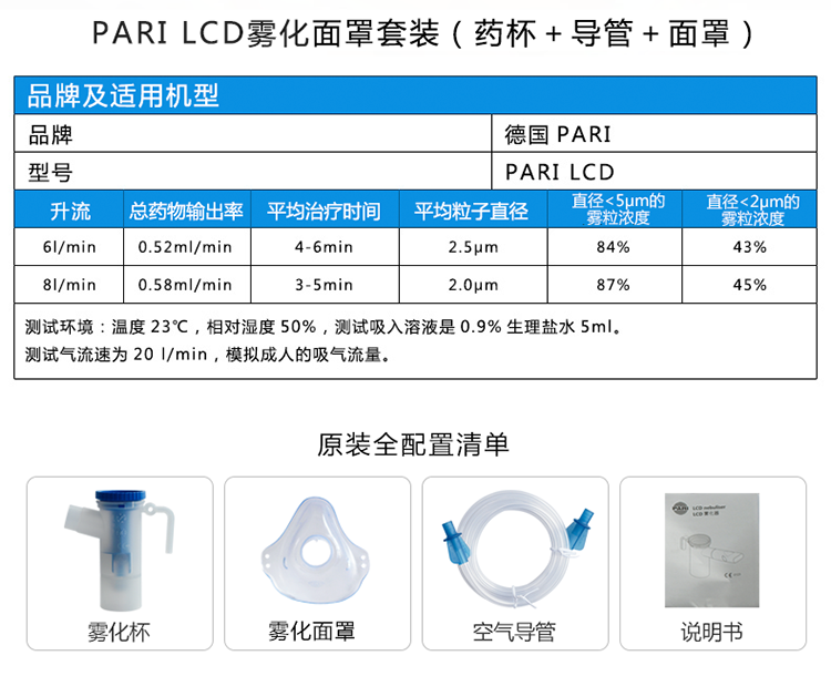 德國帕瑞 PARI LCD 兒童霧化面罩套裝