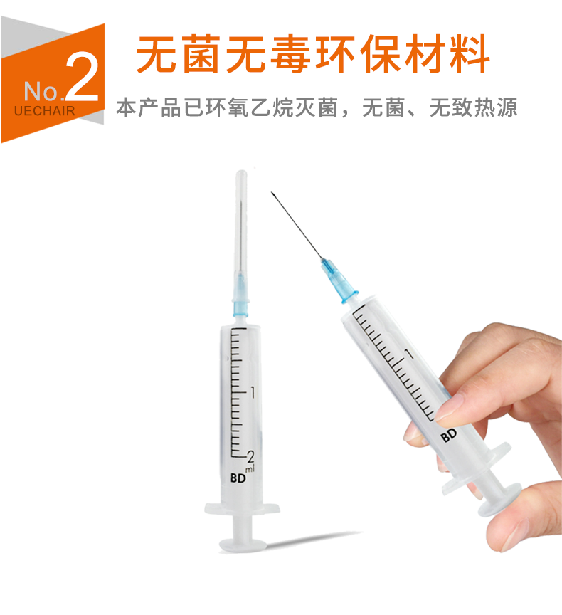 碧迪（BD）一次性使用無(wú)菌2ML注射器（帶針） 